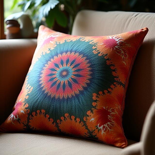 手染め絹のクッション