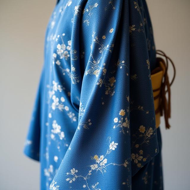 優雅な青い絹の着物